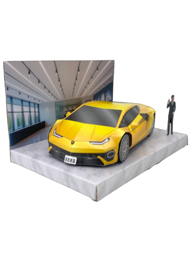 紙紮汽車 藍寶堅尼情境組 - 黃