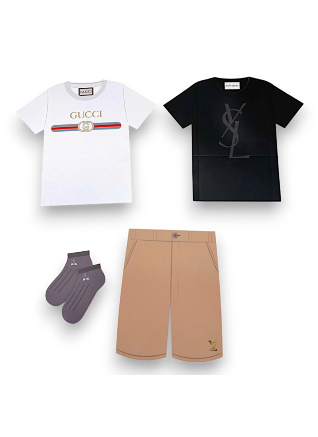 紙紮短袖夏季服飾套裝-男款 (附鞋子)